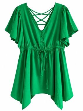 Torrid Green Criss Cross Back Blouse Size 00